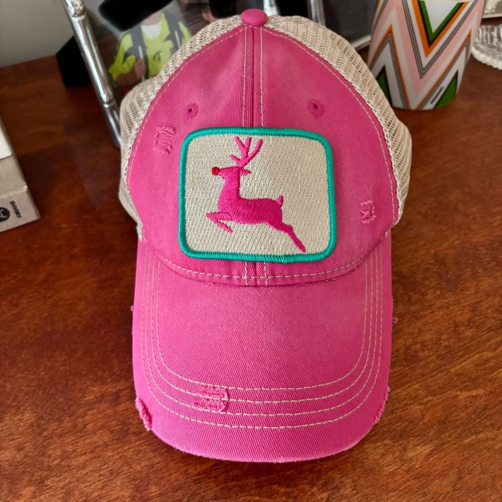 Judith March Pink and Tan Reindeer Hat